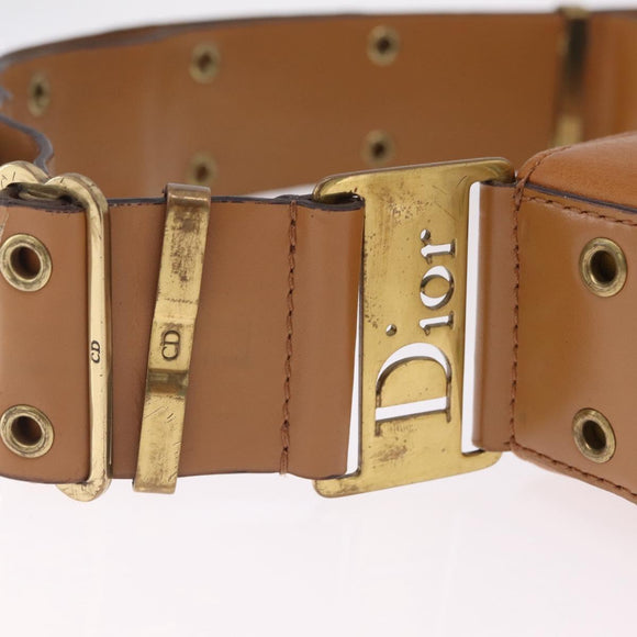 Christian Dior Street Chic Shoulder Bag Leather Brown Gold Auth ka7134A