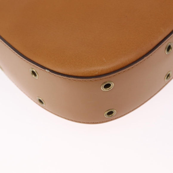 Christian Dior Street Chic Shoulder Bag Leather Brown Gold Auth ka7134A