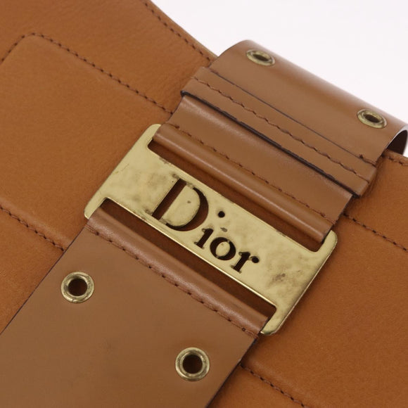 Christian Dior Street Chic Shoulder Bag Leather Brown Gold Auth ka7134A