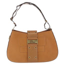 Christian Dior Street Chic Shoulder Bag Leather Brown Gold Auth ka7134A-2