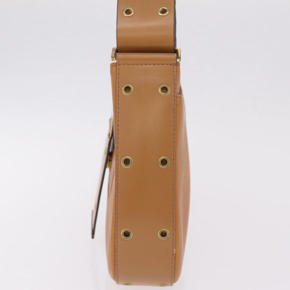 Christian Dior Street Chic Shoulder Bag Leather Brown Gold Auth ka7134A