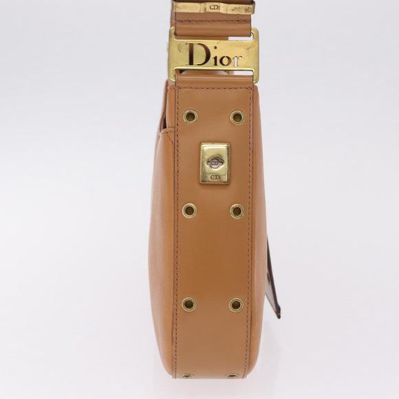 Christian Dior Street Chic Shoulder Bag Leather Brown Gold Auth ka7134A