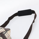 BURBERRY Nova Check Boston Bag Canvas 2way Beige Silver Auth ka7135-10