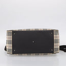 BURBERRY Nova Check Boston Bag Canvas 2way Beige Silver Auth ka7135-11