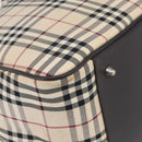 BURBERRY Nova Check Boston Bag Canvas 2way Beige Silver Auth ka7135-13