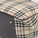 BURBERRY Nova Check Boston Bag Canvas 2way Beige Silver Auth ka7135-14