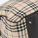 BURBERRY Nova Check Boston Bag Canvas 2way Beige Silver Auth ka7135-15