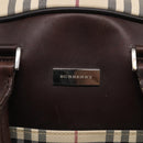 BURBERRY Nova Check Boston Bag Canvas 2way Beige Silver Auth ka7135-16