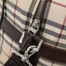 BURBERRY Nova Check Boston Bag Canvas 2way Beige Silver Auth ka7135-17