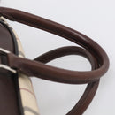 BURBERRY Nova Check Boston Bag Canvas 2way Beige Silver Auth ka7135-8