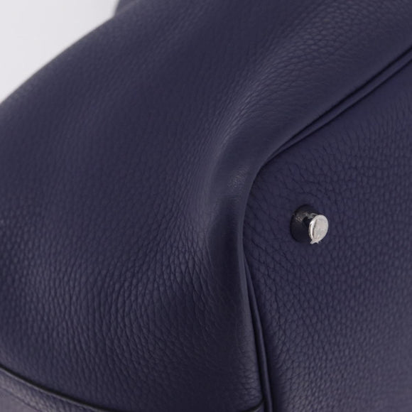 HERMES Taurillon Clemence Picotan Lock MM Bag Leather Navy Silver Auth ka7140SAM