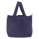 HERMES Taurillon Clemence Picotan Lock MM Bag Leather Navy Silver Auth ka7140SAM-3