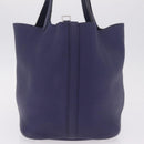 HERMES Taurillon Clemence Picotan Lock MM Bag Leather Navy Silver Auth ka7140SAM-4