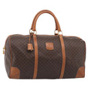 CELINE Macadam Canvas Boston Bag PVC Leather Brown Gold Auth ka7143-1
