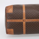 CELINE Macadam Canvas Boston Bag PVC Leather Brown Gold Auth ka7143-11