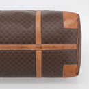 CELINE Macadam Canvas Boston Bag PVC Leather Brown Gold Auth ka7143-12