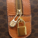 CELINE Macadam Canvas Boston Bag PVC Leather Brown Gold Auth ka7143-19
