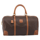 CELINE Macadam Canvas Boston Bag PVC Leather Brown Gold Auth ka7143-2
