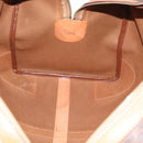 CELINE Macadam Canvas Boston Bag PVC Leather Brown Gold Auth ka7143-21
