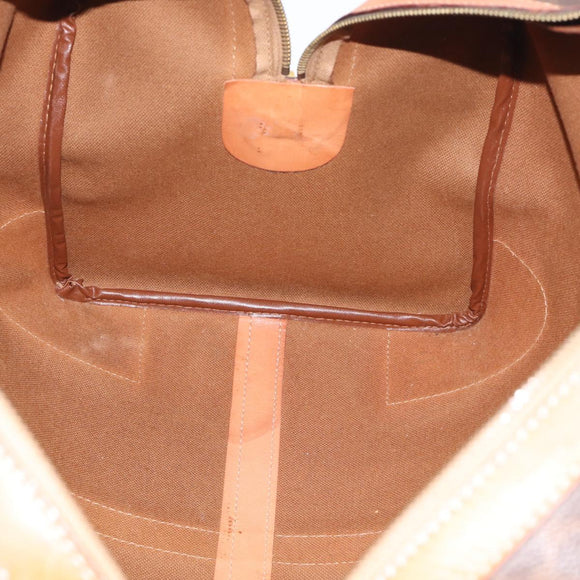 CELINE Macadam Canvas Boston Bag PVC Leather Brown Gold Auth ka7143