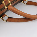CELINE Macadam Canvas Boston Bag PVC Leather Brown Gold Auth ka7143-8