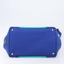 PRADA Canapa MM Hand Bag Canvas 2way Blue Gold Auth ka7146A-11
