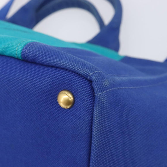 PRADA Canapa MM Hand Bag Canvas 2way Blue Gold Auth ka7146A