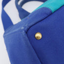 PRADA Canapa MM Hand Bag Canvas 2way Blue Gold Auth ka7146A-13
