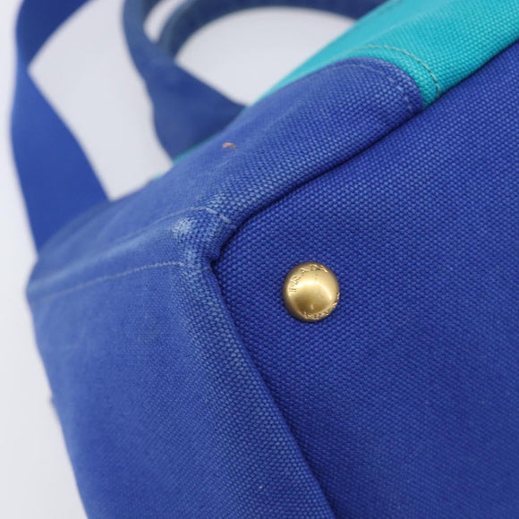 PRADA Canapa MM Hand Bag Canvas 2way Blue Gold Auth ka7146A