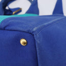 PRADA Canapa MM Hand Bag Canvas 2way Blue Gold Auth ka7146A-14
