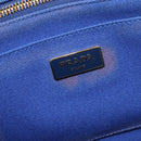 PRADA Canapa MM Hand Bag Canvas 2way Blue Gold Auth ka7146A-18