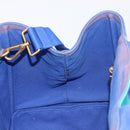 PRADA Canapa MM Hand Bag Canvas 2way Blue Gold Auth ka7146A-22