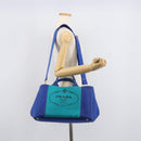 PRADA Canapa MM Hand Bag Canvas 2way Blue Gold Auth ka7146A-29