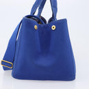 PRADA Canapa MM Hand Bag Canvas 2way Blue Gold Auth ka7146A-4