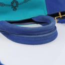 PRADA Canapa MM Hand Bag Canvas 2way Blue Gold Auth ka7146A-7