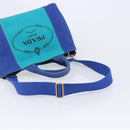 PRADA Canapa MM Hand Bag Canvas 2way Blue Gold Auth ka7146A-9