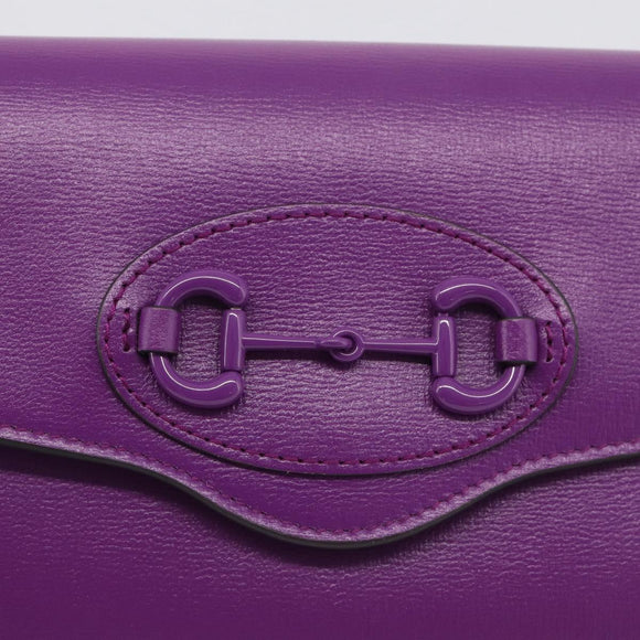 GUCCI GuccissimaGG Horsebit Chain Bag Leather Black Gold 724713 Auth ka7147M