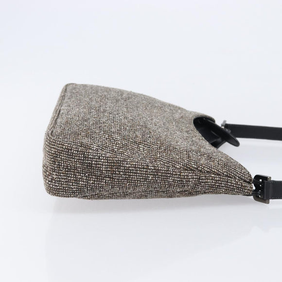 Bally Shoulder Bag Tweed Beige Silver Auth ka7160A