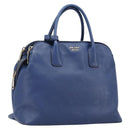 PRADA Hand Bag Safiano Leather Blue Gold Auth ka7172-1