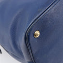 PRADA Hand Bag Safiano Leather Blue Gold Auth ka7172-11