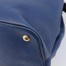 PRADA Hand Bag Safiano Leather Blue Gold Auth ka7172-12