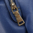 PRADA Hand Bag Safiano Leather Blue Gold Auth ka7172-20