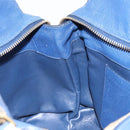 PRADA Hand Bag Safiano Leather Blue Gold Auth ka7172-23