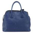 PRADA Hand Bag Safiano Leather Blue Gold Auth ka7172-3