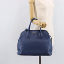 PRADA Hand Bag Safiano Leather Blue Gold Auth ka7172-31