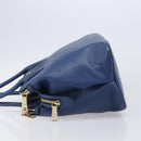 PRADA Hand Bag Safiano Leather Blue Gold Auth ka7172-5