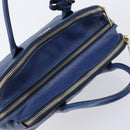 PRADA Hand Bag Safiano Leather Blue Gold Auth ka7172-6
