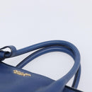PRADA Hand Bag Safiano Leather Blue Gold Auth ka7172-8