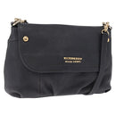 BURBERRY Shoulder Bag Leather Black Gold Auth ka7174-1
