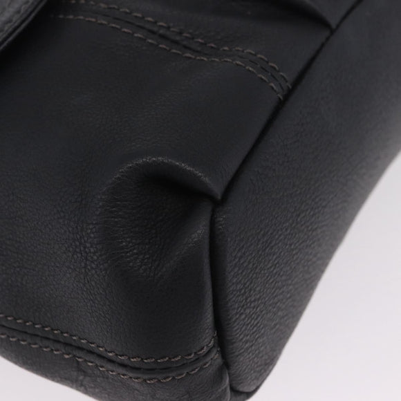 BURBERRY Shoulder Bag Leather Black Gold Auth ka7174